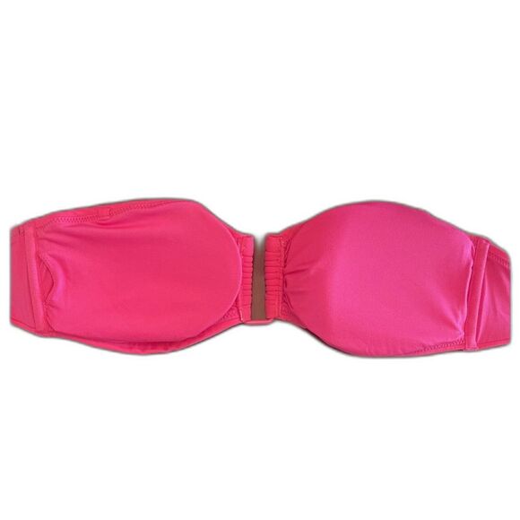 NWT VIctoria's Secret Swim Bikini Top MEDIUM Hot Pink Bandeau Attachable Strap - Picture 6 of 11